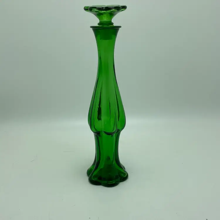 Vintage Green Avon Flower Stopper Bottle