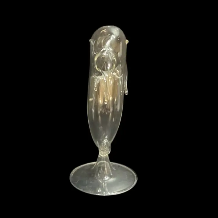 Hollow Thin Clear Glass Figural Dolphin Bud/ Propagation Vase ~5.5” x 3.25” x 2.5”