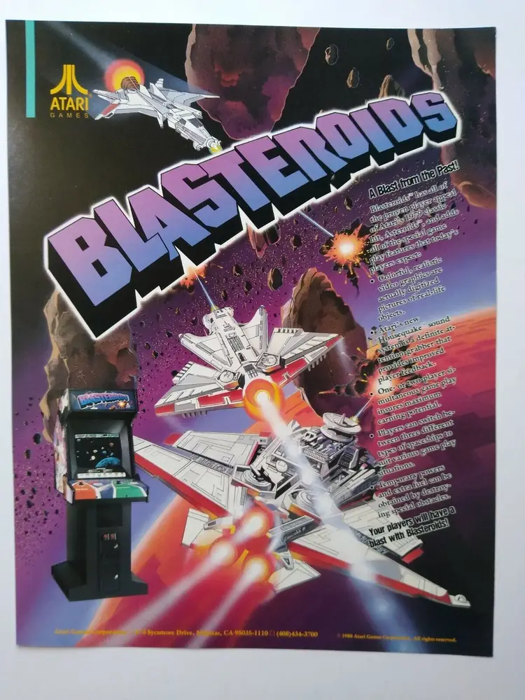Blasteroids Arcade Game Flyer Original 1988 Video Promo Art Asteroids Vintage