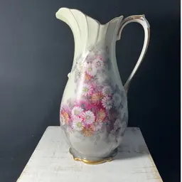 VTG Porcelain Pitcher With Flowers - Ucagco Japan