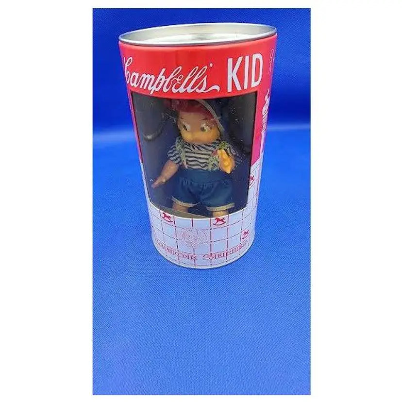 CAMPBELL BOY TIN BANK AND DOLL