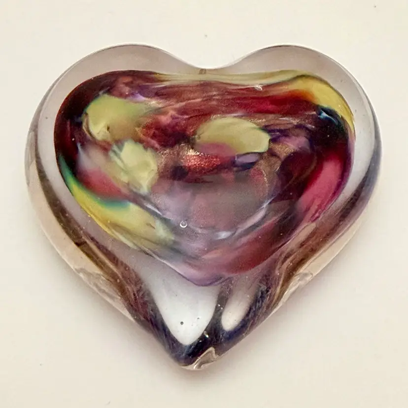 Heart Shaped Paperweight with Gold Sparkle - Signed
