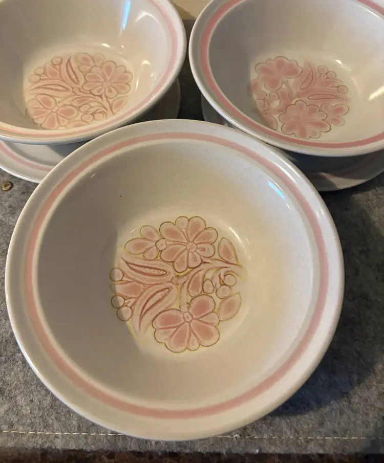 Noritake Primastone Love Bird Pattern Saucers and Bowls  # 3196