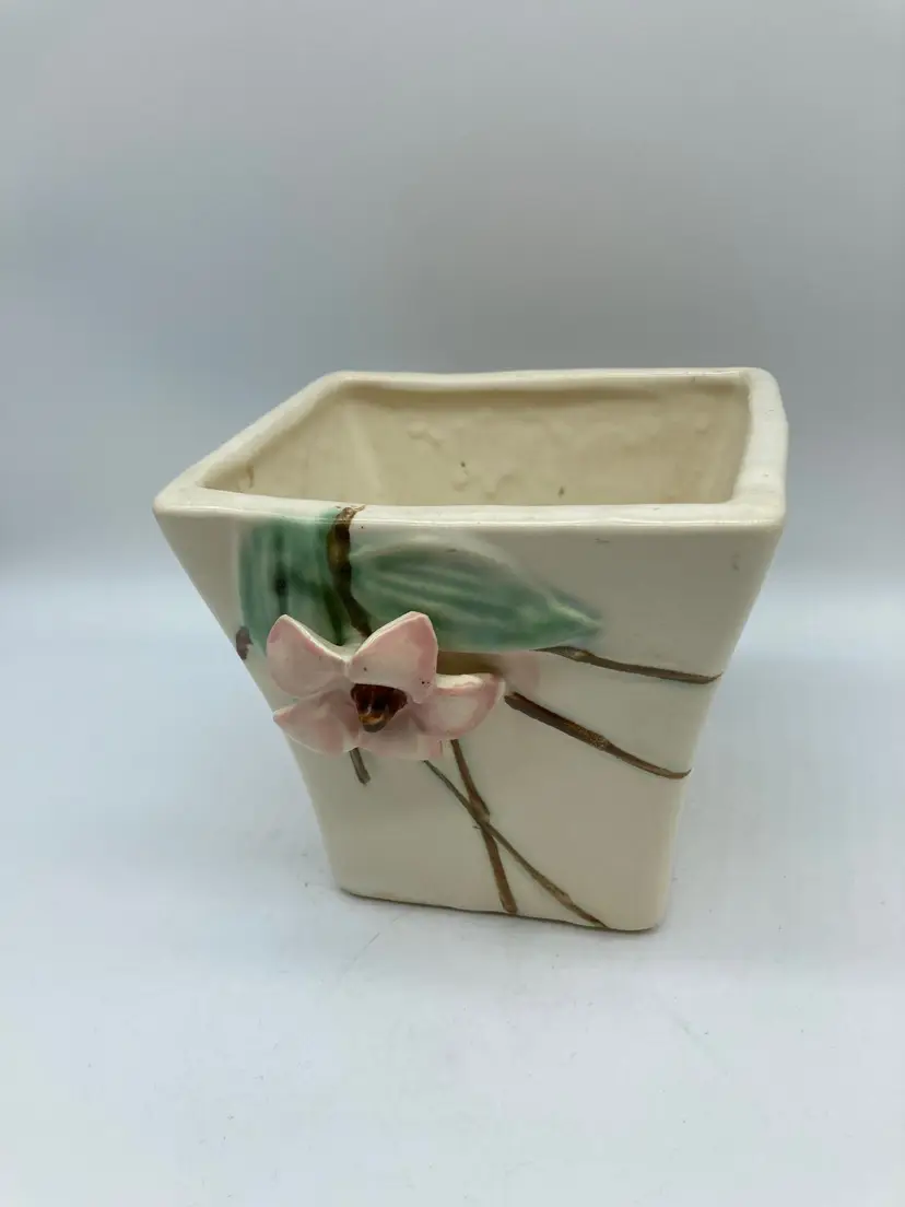 Vintage McCoy Pottery 1940s Blossom Time Dogwood Floral Pink Planter