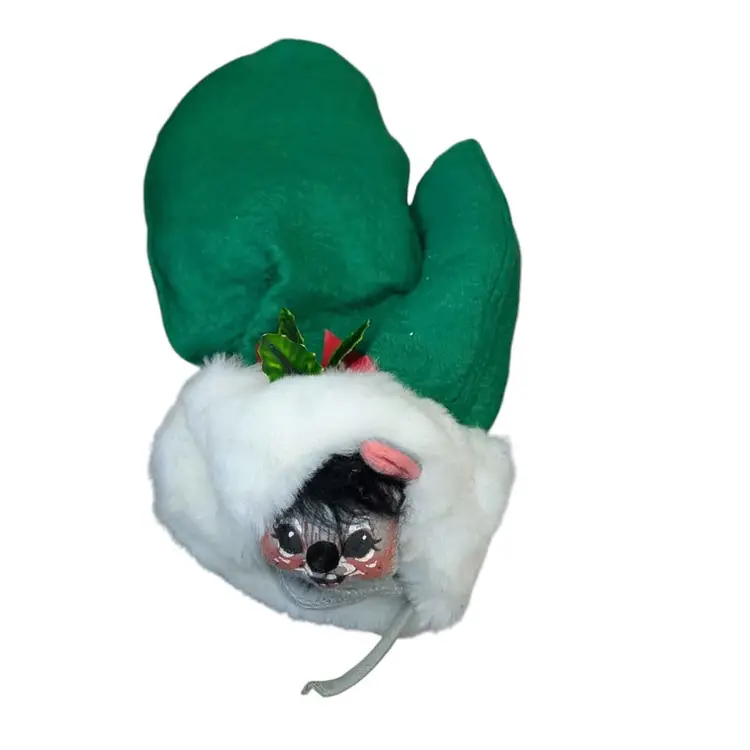 Vintage Annalee Mobilitee Dolls 1971 Christmas Mouse In Mitten