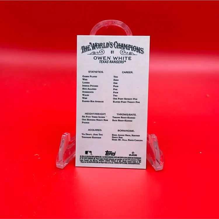 Owen White 2024 Topps Allen & Ginter Gold Chrome Mini 14/50 Texas Rangers