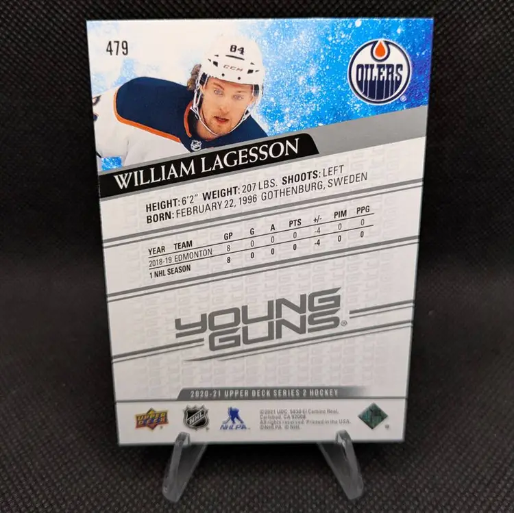 William Lagesson 2020-21 Upper Deck YG Rookie RC #479 Edmonton Oilers