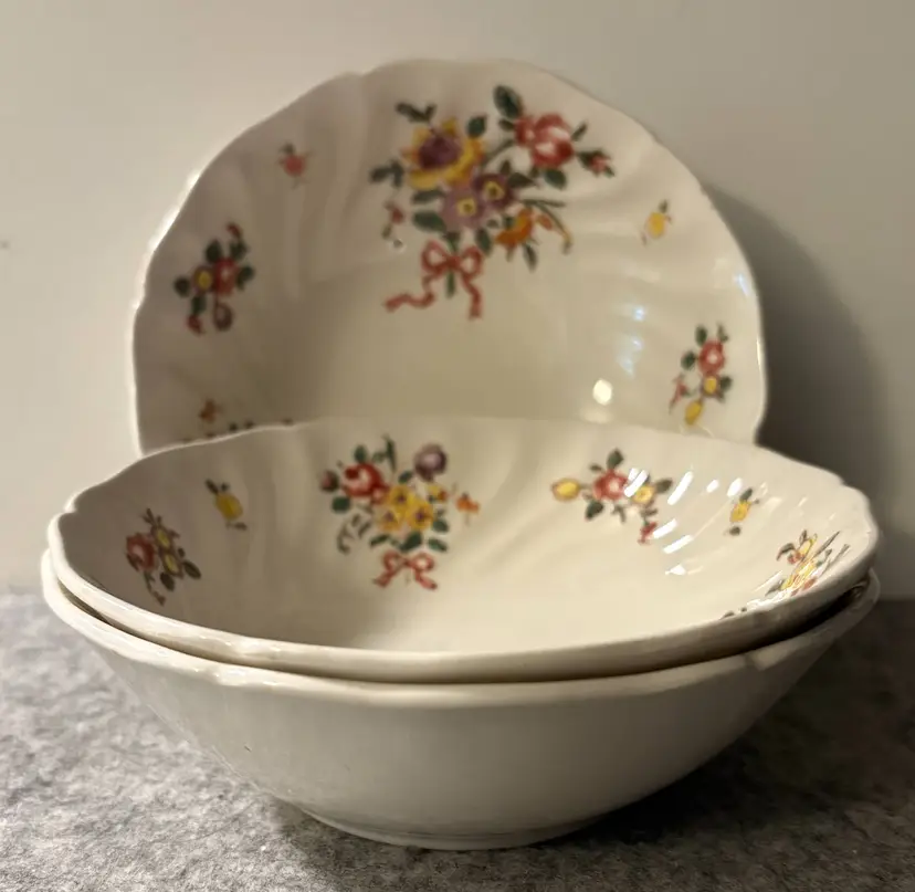 3 Vintage Royal Doulton 6" Old-Leeds Spray Pattern Bowls  # 2849