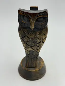 Hand Carved Wooden Owl Spectacle Holder Eyeglass Stand