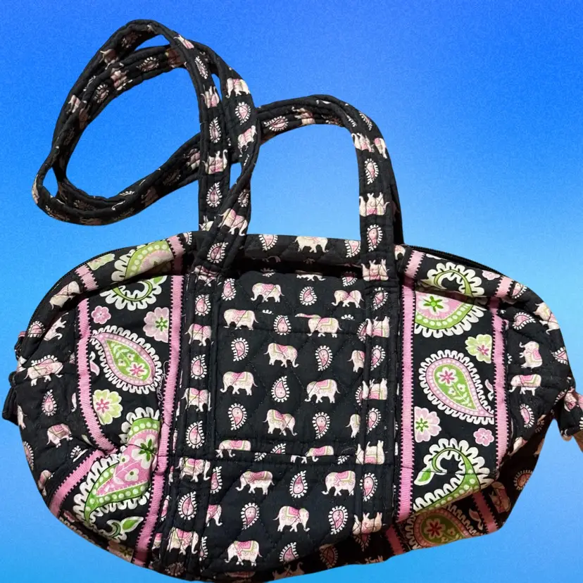 Vera Bradley Navy Pink Elephant Print Bag