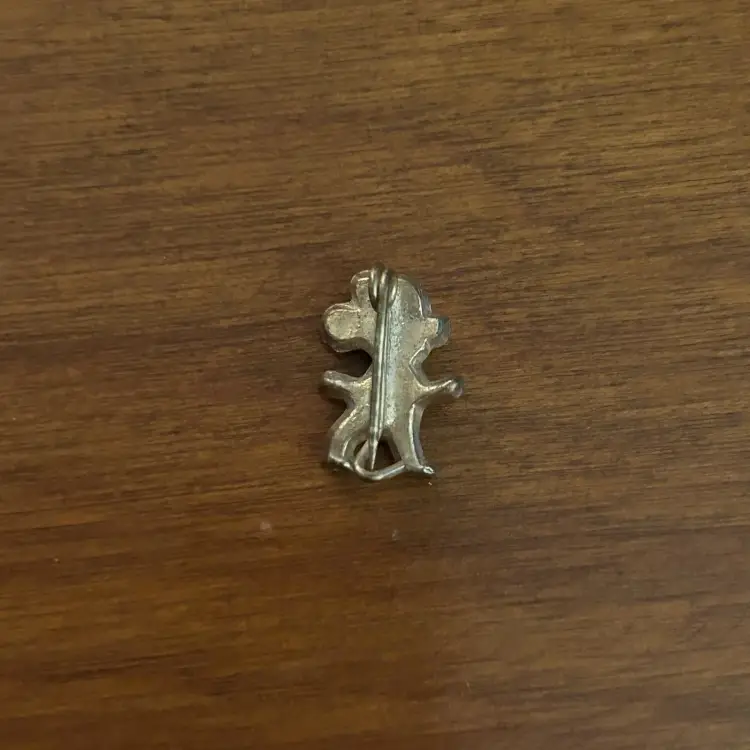 Vintage Kitsch Mini Animal Pin Gold Tone Enamel Mouse Bear