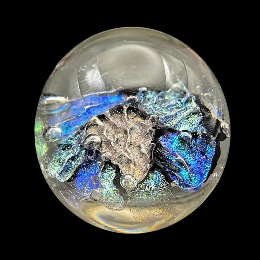 1992 Rebecca Stewart Dichroic Studio Art Glass Little World Paperweight Signed