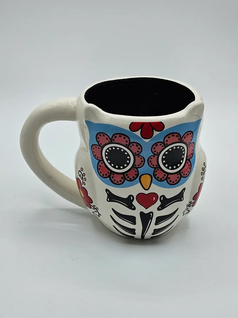 Colorful Owl Day of the Dead Mug, Crackle Barrel
