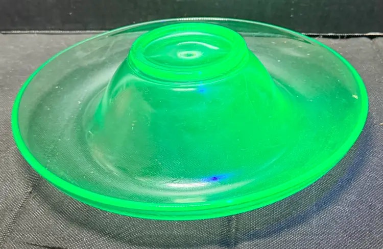 Uranium Glass Console Bowl Glows Bright Green MCM