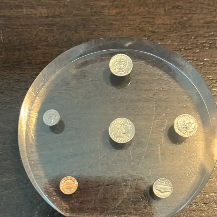 Lucite American Mini Coin Paperweight