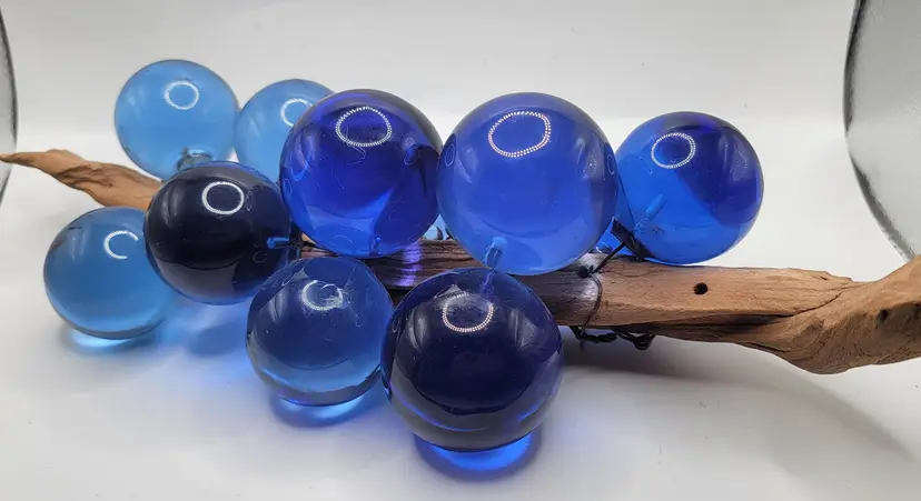 Vintage Lucite Acrylic Blue Balls or Grapes on a branch