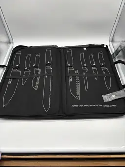The Pampered Chef Knife Storage Carrying Case Bag Black 8 Spots Storage New