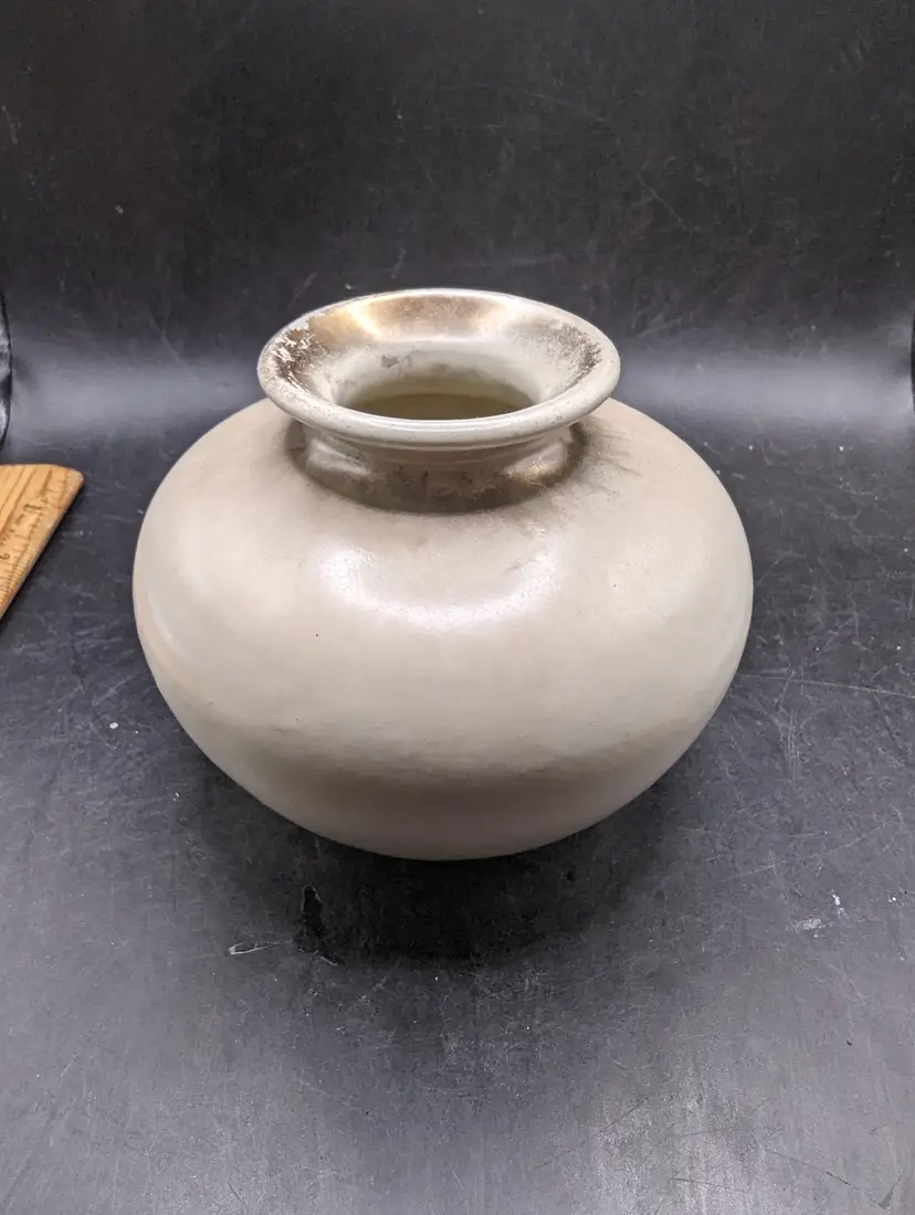 Vintage Cartsens West German Round Vase With Gold Accent