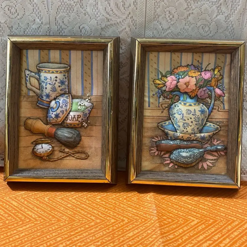 Dimensional Pillowed Fabric Vanity Wall Art Set Of 2