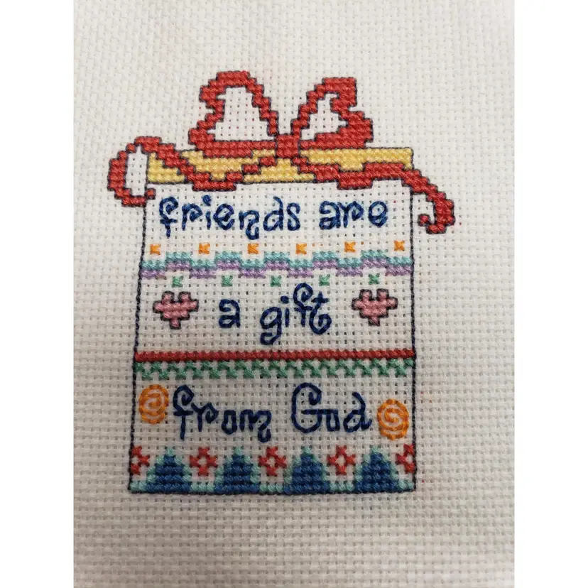 New Handmade Cross-stitched Piece Friends Are A Gift From God