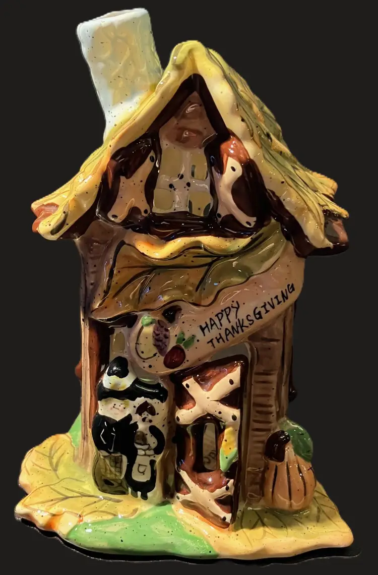 #01 2009 Blue Sky Clay Works Happy Thanksgiving House Tea Light