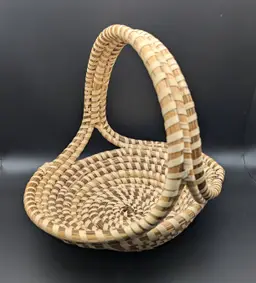 The Charleston Gullah Sweetgrass Handmade Round Double Handle Basket