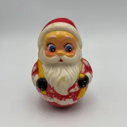 Vintage Musical Roly Poly Santa Claus Toy Yuletide Kiddie Enterprises Inc 1950s