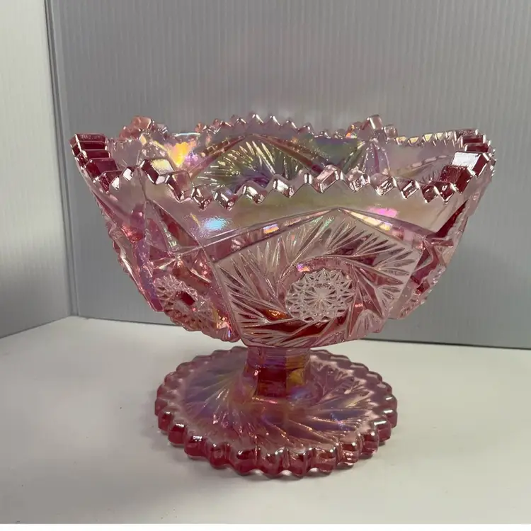 Smith Smith Comet In The Stars Iridescent Pink Compote Dish