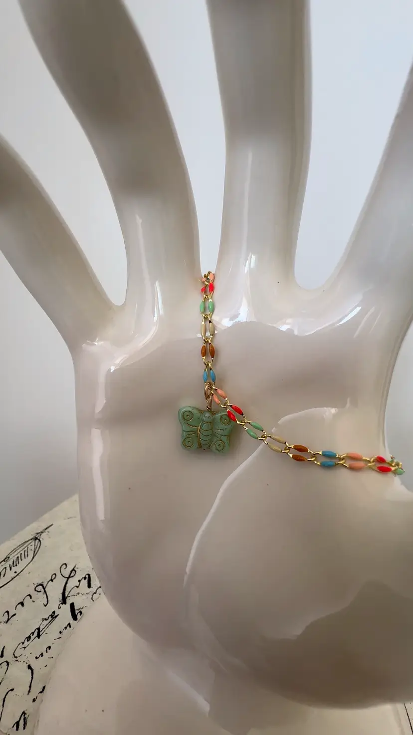 Butterfly Charm Sunmer Colors Enamel Bracelet #89