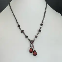 Violet Purple, Lavalier, Necklace, Gun, Metal, Grey Lobster Clasp 18” Long