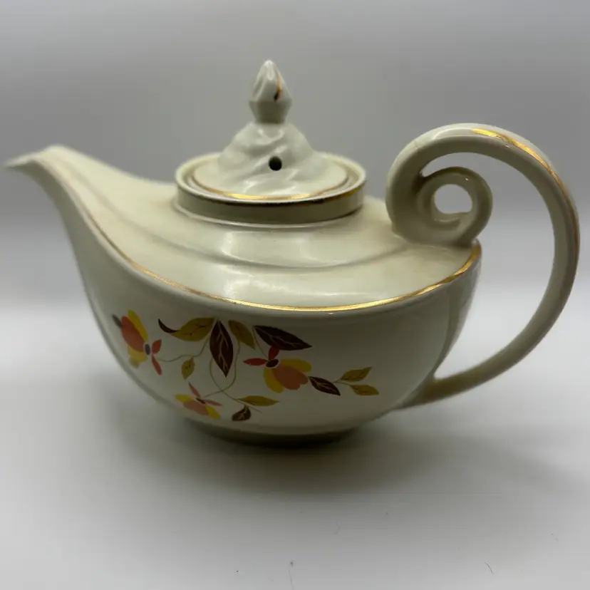 Vintage Hall’s Ironstone ‘Aladdin’ Shaped Teapot; Includes Strainer 11" x 7"