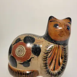 Vtg Tonala Mexican Ceramic Cat Folk Art 5.5"