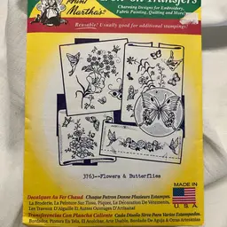 3763 - “Flowers & Butterflies” - Aunt Martha Iron On Transfer & New Tea Towel
