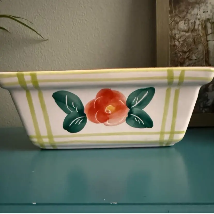 New England Pottery floral rectangular “window box" planter