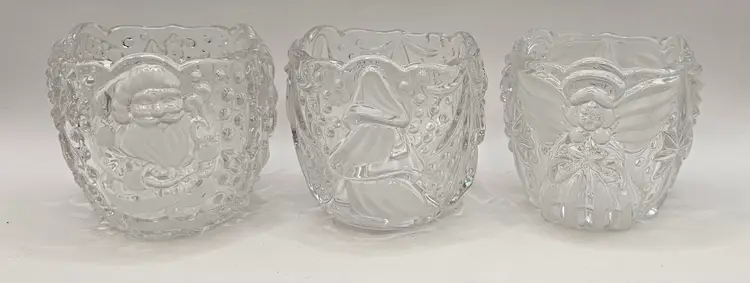 Godinger Glass Christmas Votive Holders--Set of 3