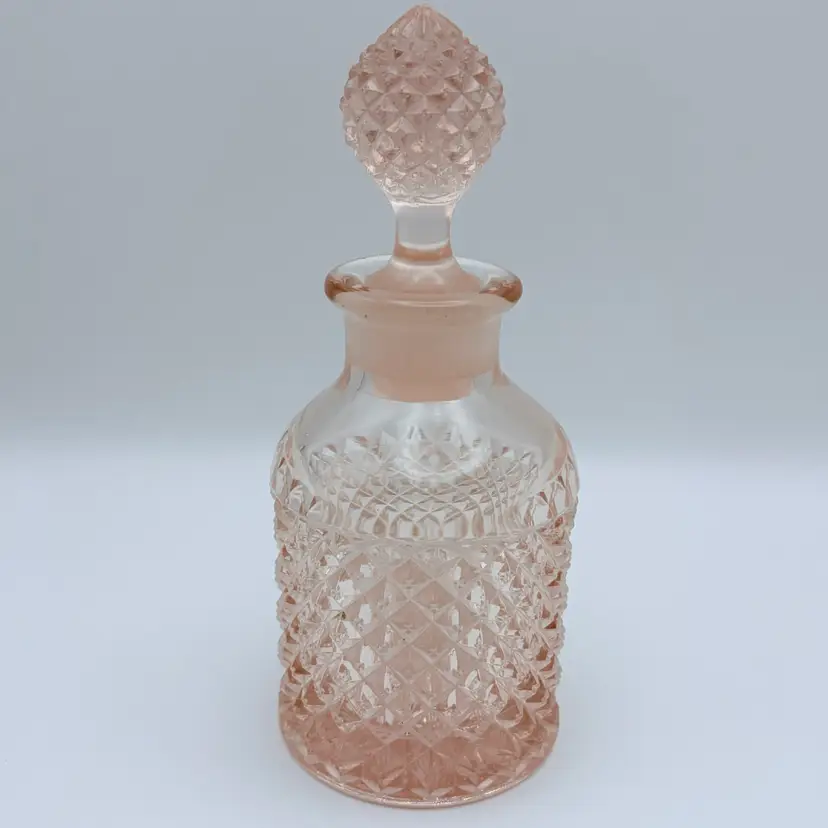 Vintage Westmoreland Pink Glass English Hobnail Perfume Vanity Bottle with Stopper