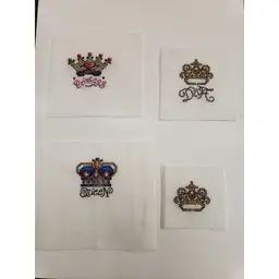 New Handmade Cross-stitched Lot Of 4  Tiara Themed Pieces.