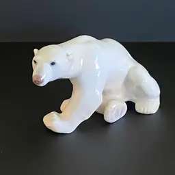 Vintage Bing And Grondahl Figurine, B & G Sitting Polar Bear #2217, By Sven Jespersen, Made In Denmark, MCM