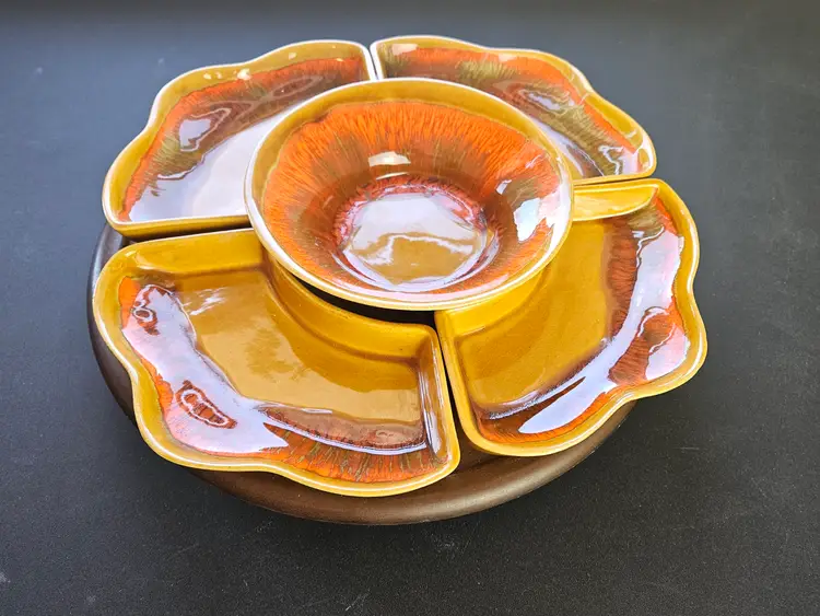 1960s Deforest of California Vintage Ceramic Lazy Susan