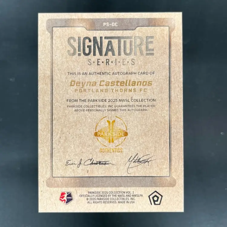 Deyna Castellanos 2025 NWSL Parkside Vol 2 Simplicity Signatures Autograph Soccer Card