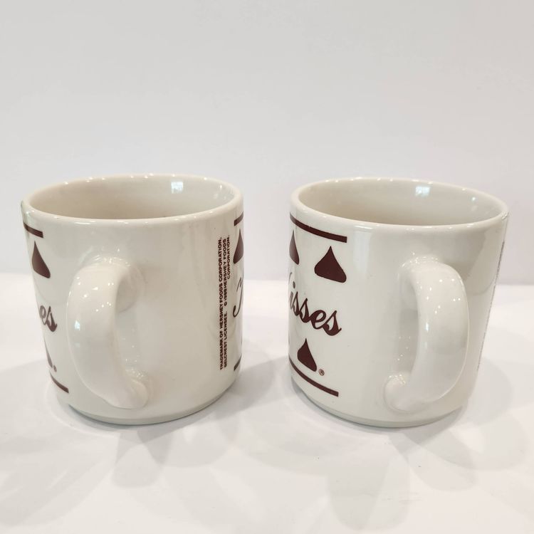 Vintage Hershey Kiss Coffees Mug White w/Chocolate Kisses 1988 Set of 2
