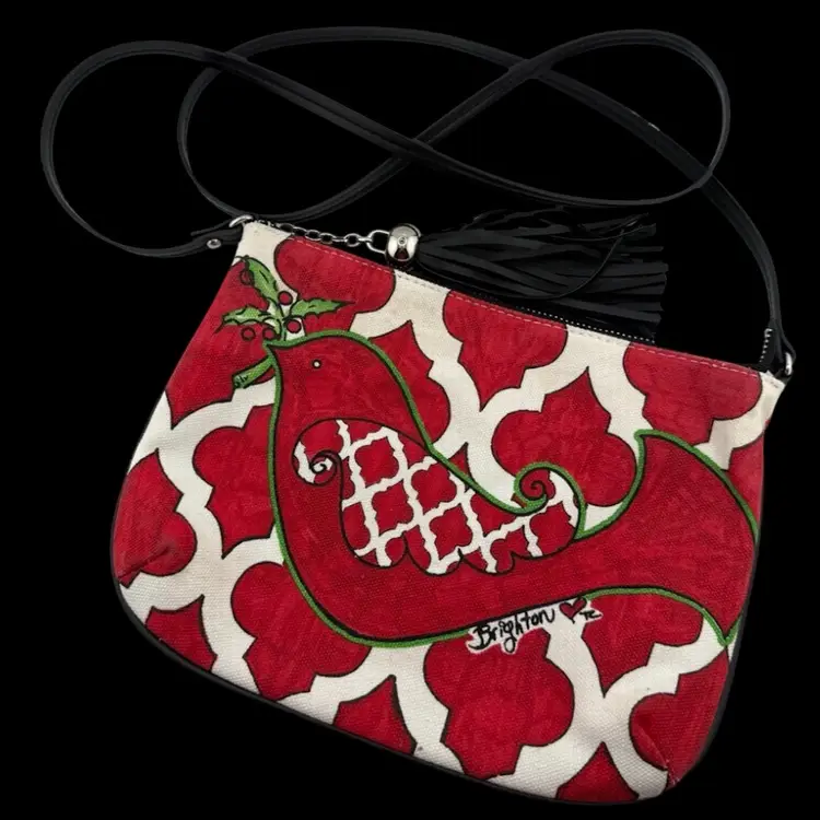 Brighton Love Dove Bird Crossbody Bag Shoulder Purse Tile Pattern Tassle