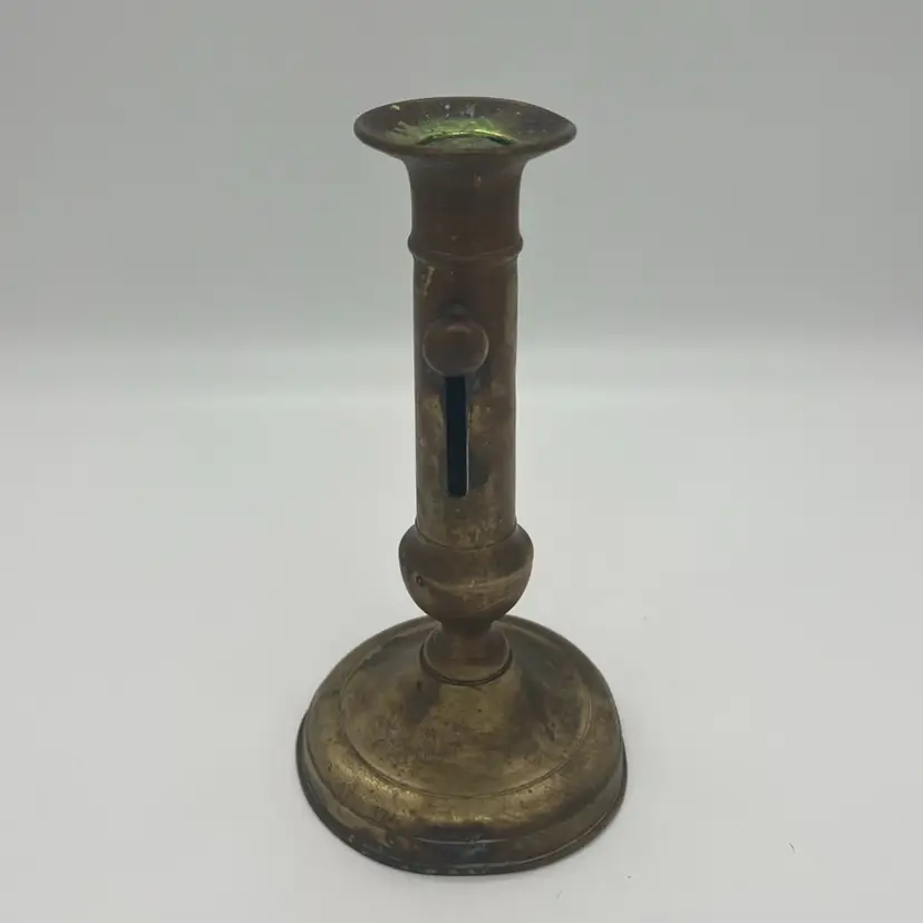 Vintage Antique? Brass Push Up Candle Holder Well Loved Beautiful Patina Dents Wear Functions