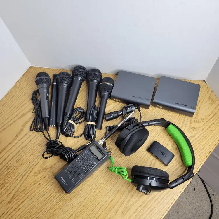 Electronics Lot Microphones Race Scanner Roku Turtle Beach WD Live Tv
