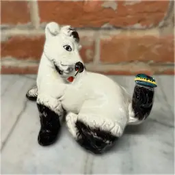 Italian Pottery Schnauzer Dog With Bug On Tail Figurine