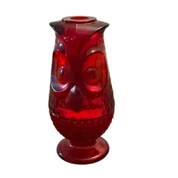 Viking 2-piece Ruby Red Owl Glimmer Fairy Lamp 7” X 3 1/4” Glows