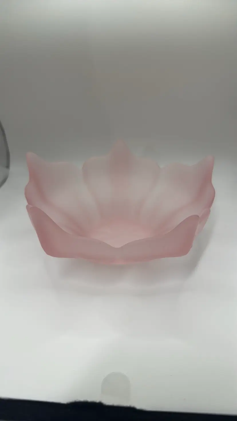 Viking Bowl Frosted Pink Art Glass Stockholm Lotus Blossom by Wayne Husted 6.25”