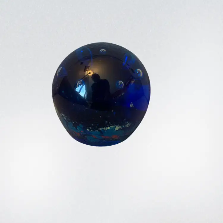 Bombay Company Paperweight Blue W/Colored Sides 2 3/4 X 2 3/4 Inches