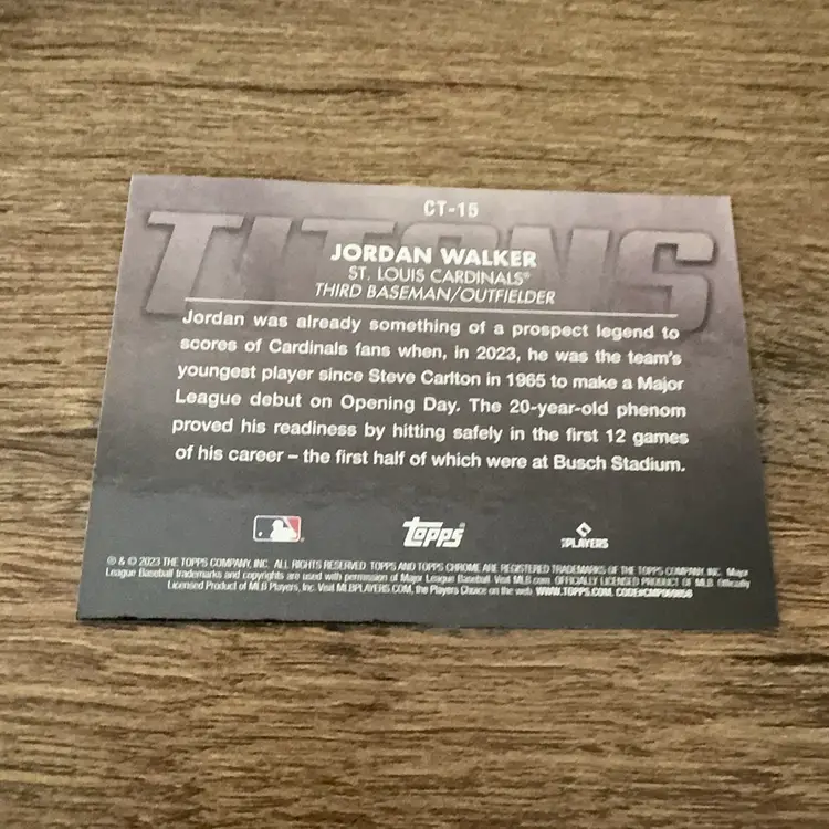 Jordan Walker Titans Insert RC 2023 Topps Chrome St. Louis Cardinals