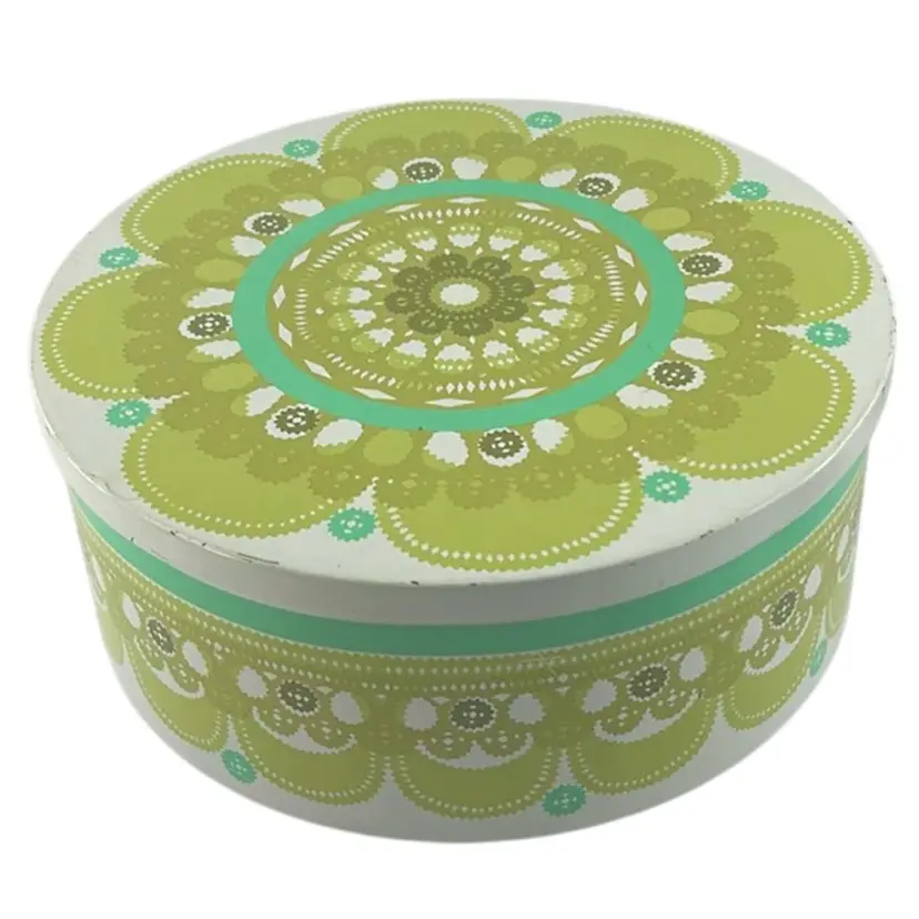 Vintage Ira Denmark Green Patterned Tin